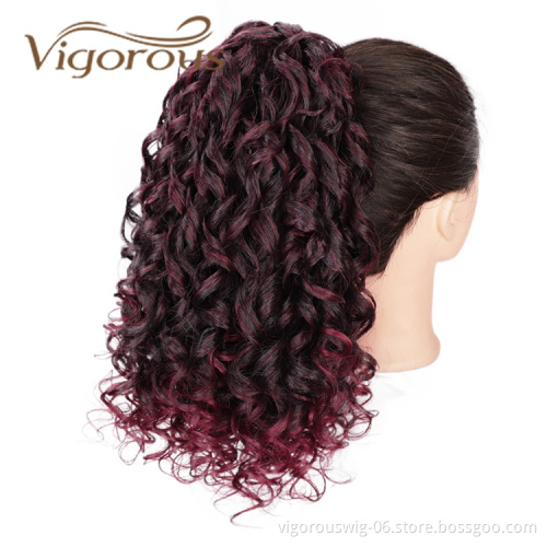 Coloured Afro Kinky Curly Wrap Around Natural Wavy For Black Women Cosplay Drawstring Hair Ponytail Extensions